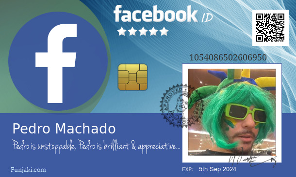 Pedro Machado's Facebook ID Card - Funjaki.com