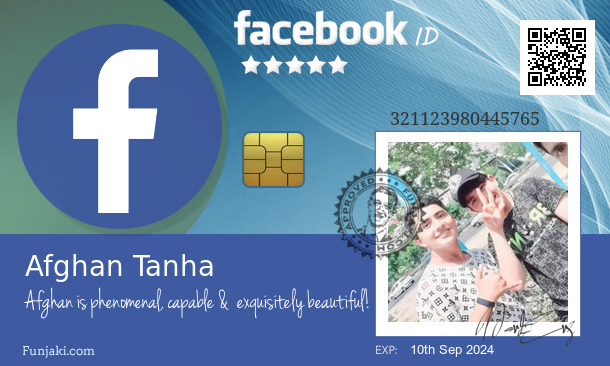 Afghan Tanha's Facebook ID Card - Funjaki.com